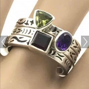 Silpada 3 ring stack gemstone set
